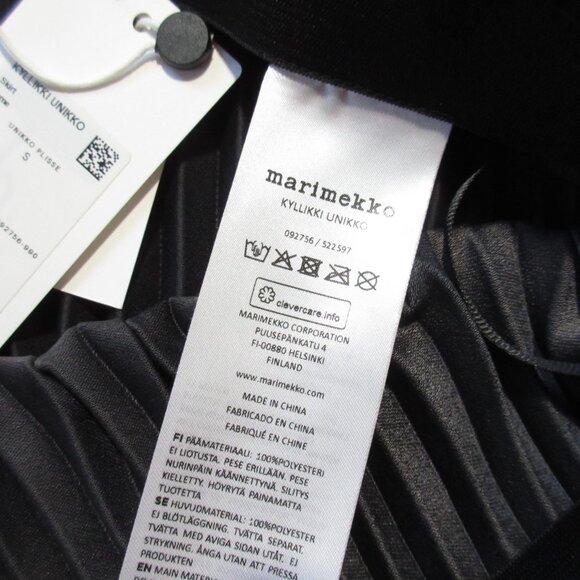NWT marimekko Kyllikki Unikko Plissée Midi in Black Gray Floral Pleated Skirt S - Picture 7 of 10